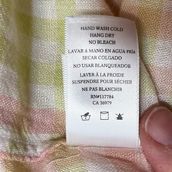 Rails Charli Lemon Raspberry Linen Blend Plaid Blouse Size XS - Picture 10 of 12